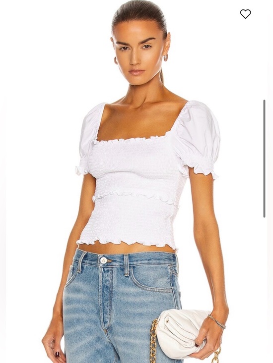 cinq a sept Tops - Like new designer Cinq a Sept White Smocked Puff Sleeve Square Neck Top size S.